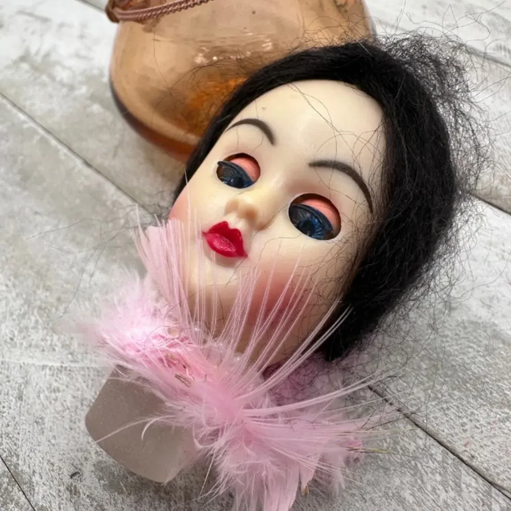 Upcycled Vintage Perfume Bottle Doll Head | Altered Art Cute Boudoir Decor - Picture 5 of 11